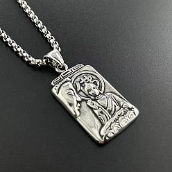 Нержавеющая Сталь Цвет Винтажные 304 двусторонние подвески в виде Будды из нержавеющей стали, цвет нержавеющей стали