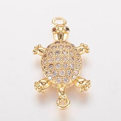 Золотой Латунные микро проложить кубических ссылки циркония, черепаха, золотые, 24.5x13x4 мм, отверстие : 1 мм