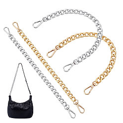 Платиновый & Золотой 4шт 2 цвета алюминиевая сумка с цепочкой для снаряжения плечевые ремни, с поворотными застежками сплава, для аксессуаров для замены сумок, платиной и золотом, 30.5 см, 2 шт / цвет