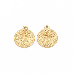 Real 14K Gold Plated Ion Plating(IP) 304 Stainless Steel Pendant Rhinestone Settings, Flat Round, Real 14K Gold Plated, Fit For 1.8mm Rhinestone, 15x12.5x2mm, Hole: 1mm