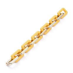 Gelb Handgefertigte ccb kunststoffkabelketten, mit opaken Acrylverbindungsringen, golden, Gelb, Links: 30x20x6 mm, 39.37 Zoll (1 m)/Strang
