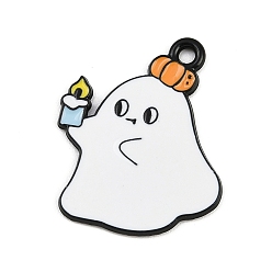 Ghost Подвески из сплава хэллоуина с эмалью, чёрные, призрак, 24x18.5x1 мм, отверстие : 1.6 мм