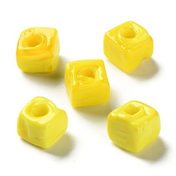 Сэнди Коричневый Бусины лэмпворк , квадратный, песчаный коричневый, 9.5~11.5x10~12x8~8.5 мм, отверстие : 3.5~4 мм