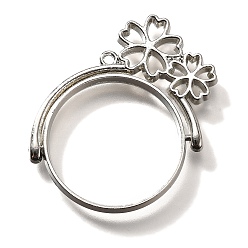 Платина Вращающиеся подвески из сплава с открытым безелем, для diy уф смолы, эпоксидная смола, без кадмия, без никеля и без свинца, плоский круглый с 5 -лепестковым цветком, платина, 37.5x38x3.5 мм, отверстие : 1.6 мм