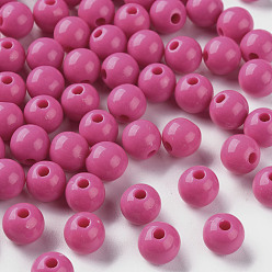 Camellia Opaque Acrylic Beads, Round, Camellia, 8x7mm, Hole: 2mm, about 1745pcs/500g
