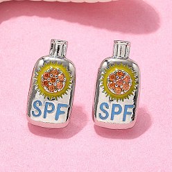 Платина Латунные микро проложить серьги стержня кубического циркония, стойки покрытие, долговечный, без свинца и без кадмия, бутылка, платина, 16x8.5 мм