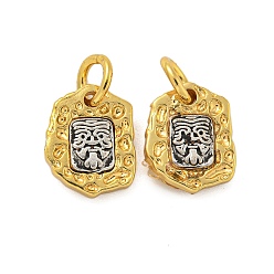 Настоящее золото 18K Долговечные латунные подвески, с прыжковых колец, квадратный, реальный 18 k позолоченный, 12.5x10x3.5 мм, отверстие : 4 мм