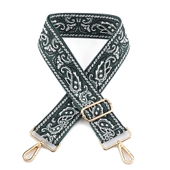 чирок Нейлоновая холщовая сумка с цветочным узором, лямки для сумки, для замены сумочки или сумки через плечо, зелено-синие, 75~145x5 см