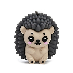 Серый Силиконовые бусины, фокусные бусы, еж, серые, 27.5x24x20.5 мм, отверстие : 2 мм