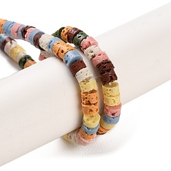 (52) Непрозрачная лаванда Нити синтетических бусин, окрашенных в лавовый камень, диск, Heishi бусы, разноцветные, 4x2~2.5 мм, отверстие : 0.7 мм, около 152 шт / нитка, 15.12'' (38.4 см)