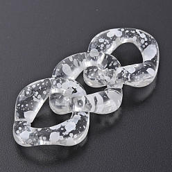 White Transparent Acrylic Linking Rings, Quick Link Connectors, for Curb Chains Making, Twist Oval, White, 31x29x7mm, Inner Diameter: 11x17mm