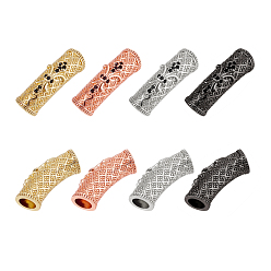 Mixed Color 8Pcs 4 Colors Brass Micro Pave Cubic Zirconia Tube Beads, Large Hole Beads, Mixed Color, 28x9x9.5mm, Hole: 6mm, 2pcs/color