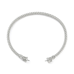 Платина Изготовление латунного текстурированного волнистого открытого браслета-манжеты, без кадмия, без никеля и без свинца, платина, внутренний диаметр: 1-7/8x2-1/4 дюйм (4.85x5.85 см)