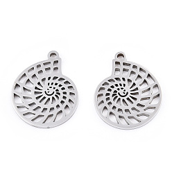 Нержавеющая Сталь Цвет Не тускнеющие 304 подвески из нержавеющей стали, лазерная резка, очарование раковины, цвет нержавеющей стали, 20x16.5x1.5 мм, отверстие : 1.6 мм