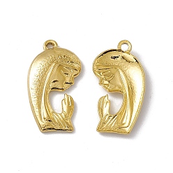 Золотой Вакуумное покрытие pvd 304 подвески из нержавеющей стали, женские молитвенные заговоры, золотые, 25x13.5x3 мм, отверстие : 1.6 мм