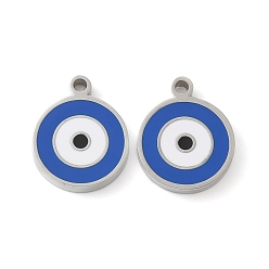 Нержавеющая Сталь Цвет 304 прелести нержавеющей стали, с эмалью, Злые чары глаз, цвет нержавеющей стали, 13x10.5x2 мм, отверстие : 1.4 мм