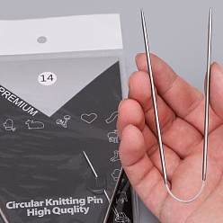 Нержавеющая Сталь Цвет Круговые спицы из нержавеющей стали, устойчивые к потускнению, с волшебной петлей, цвет нержавеющей стали, 232x20 мм