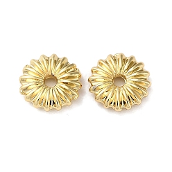 Настоящее золото 18K Рейка из латунной проставки, долговечный, без свинца и без кадмия, цветок, реальный 18 k позолоченный, 8x2 мм, отверстие : 1.4 мм