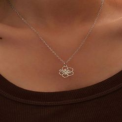 Платина Ожерелья из сплава с цветочным узором для женщин, платина, 17.72 дюйм (45 см)