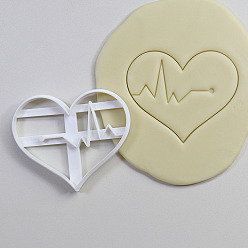 White PP Plastic Cookie Cutters, Heartbeat, White, 73x93mm