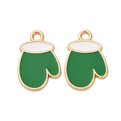 Clothes Рождественские эмали сплава подвески, золотые, перчатки, 19x12.5x1.5 мм, отверстие : 2 мм