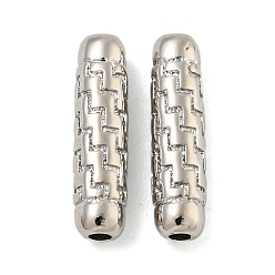 Платинированный Латунные подвески, без кадмия, без никеля и без свинца, колонка, Реальная платина, 15x3.8 мм, отверстие : 1.4 мм