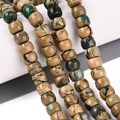 Natural Gemstone Natural Verdite Stone Beads Strands, Barrel, 8~8.5x5.5~6mm, Hole: 0.8~1mm, about 61~66pcs/strand, 14.76~15.16 inch(37.5~38.5cm)
