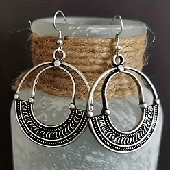 Античное Серебро Сплав мотаться серьги, овальные, античное серебро, 40x19 мм