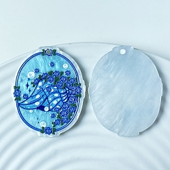 Озёрно--синий Овальные акриловые подвески, раковина, Плут синий, 40x32 мм