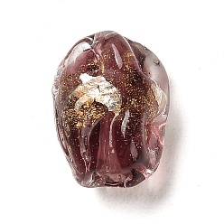 Индийский Красный Бусины лэмпворк ручной работы с золотым песком, самородки, Индийская красная, 13.5x10x9 мм, отверстие : 1.6 мм