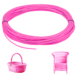 Pink Plastic Rattan Wicker Strips, Solid Weaving Material, for DIY, Furniture Knitting, Pink, 4mm, 50m/500g