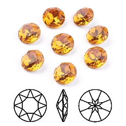 Sunflower Pointed Back & Back Plated K9 Glass Rhinestone Cabochons, Grade A, Faceted, Flat Round, Sunflower, 10x5mm