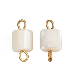 Настоящее золото 18K Подвески-коннекторы из натуральной ракушки, с 304 двойными петлями из нержавеющей стали, цвет морской раковины, ионное покрытие (ip), реальный 18 k позолоченный, 12.5~14x6 мм, отверстие : 1.6~2.5 мм