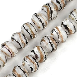 Светло-коричневый Ручной золотой песок бусины бисер нитей, граненые, рондель, загар, 8x6 мм, отверстие : 1.4 мм, около 70 шт / нитка, 18.11'' (46 см)