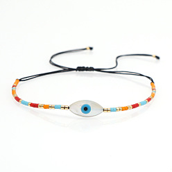 (52) Непрозрачная лаванда Браслеты из плетеных бусин из богемского стекла, украшения от сглаза из натуральных ракушек для женщин, лошадиный глаз , разноцветные