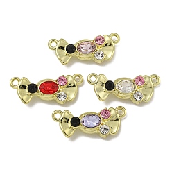 Золотой Подвески из сплава со стразами, без свинца, без кадмии и без никеля, конфеты прелести, разноцветные, золотые, 10x24x5 мм, отверстие : 1.6 мм