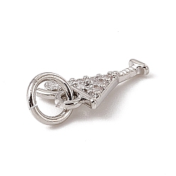Platinum Brass Micro Pave Cubic Zirconia Charms, with Jump Rings, Cocktail Drink Charms, Platinum, 10.5x7x1mm, Hole: 3.4mm