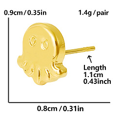 Настоящее золото 18K Простые и нежные серьги-гвоздики в виде медуз, с 304 винтажными украшениями из нержавеющей стали, реальный 18 k позолоченный, 9x8 мм