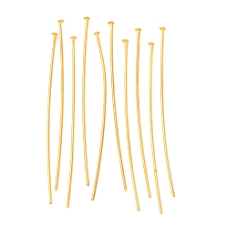 Золотой Латунные шпильки с плоской головкой, без кадмия и без свинца, золотые, 50x0.75~0.8 мм, Около 5000 шт / 1000 г