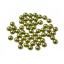 Цвет Оливы Абс пластмассовые имитационные жемчужные кабошоны, полукруглый, оливковый, 6x3 мм