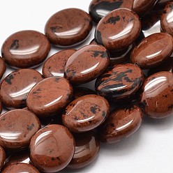 Obsidienne Acajou Acajou naturel obsidienne plats brins de perles rondes, 14x12x5mm, Trou: 1mm, Environ 29 pcs/chapelet, 15.74 pouce