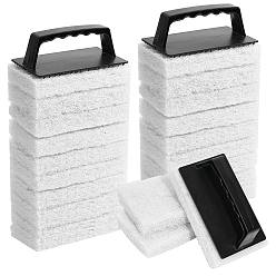 Black 4 Bags Rectangle Polyester Cleaning Brush, with Plastic Handle, Black, 150x88x23.5mm