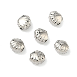 Платина Латунные бусины в форме ракушки, без кадмия и без свинца, долговечный, стойки покрытие, платина, 6x7x4 мм, отверстие : 1.4 мм