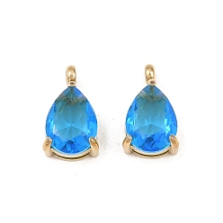 Синий 304 подвески из нержавеющей стали, с кубического циркония, слезинки, золотые, синие, 11x6.5x4.5 мм, отверстие : 1.4 мм