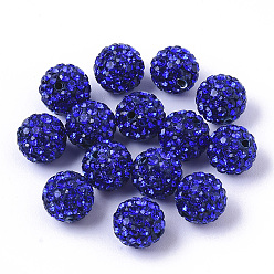 Синий Капри AB Ручной полимерной глины шариков Rhinestone, половина пробурено бисера, круглые, capri blue ab, С. 11 (1.7~1.8 мм), 6 ряды горный хрусталь, 8 мм, половину отверстия: 1 мм