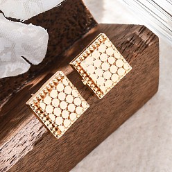 Настоящее золото 18K Латунь серьги, квадратный, реальный 18 k позолоченный, 9x9 мм