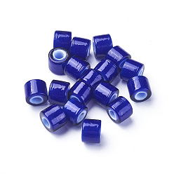 Темно-Синий Бусины лэмпворк , колонка, темно-синий, 7.5~8x6~6.5 мм, отверстие : 3 мм
