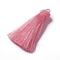 Ярко-Розовый Нейлоновые кистовые подвески, ярко-розовый, 70~72x17~18 мм, отверстие : 3~4 мм