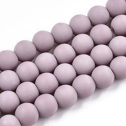 Rosy Brown Opaque Glass Beads Strands, Frosted, Round, Rosy Brown, 6~6.5mm, Hole: 1.4mm, about 67~70pcs/strand, 14.76 inch~15.16 inch(37.5~38.5cm)