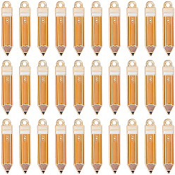 Light Gold 40 шт. Подвески из сплава эмали, карандаш, золотой свет, 31.5x6.5x2 мм, отверстие : 2 мм